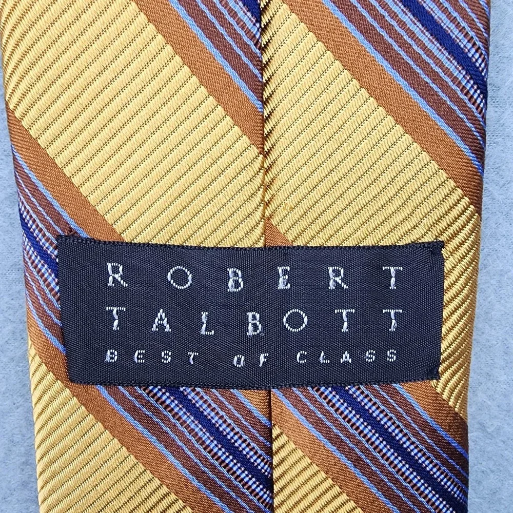 Robert Talbott Best Of Class Tie Mens One Size Yellow Striped Silk Woven USA
